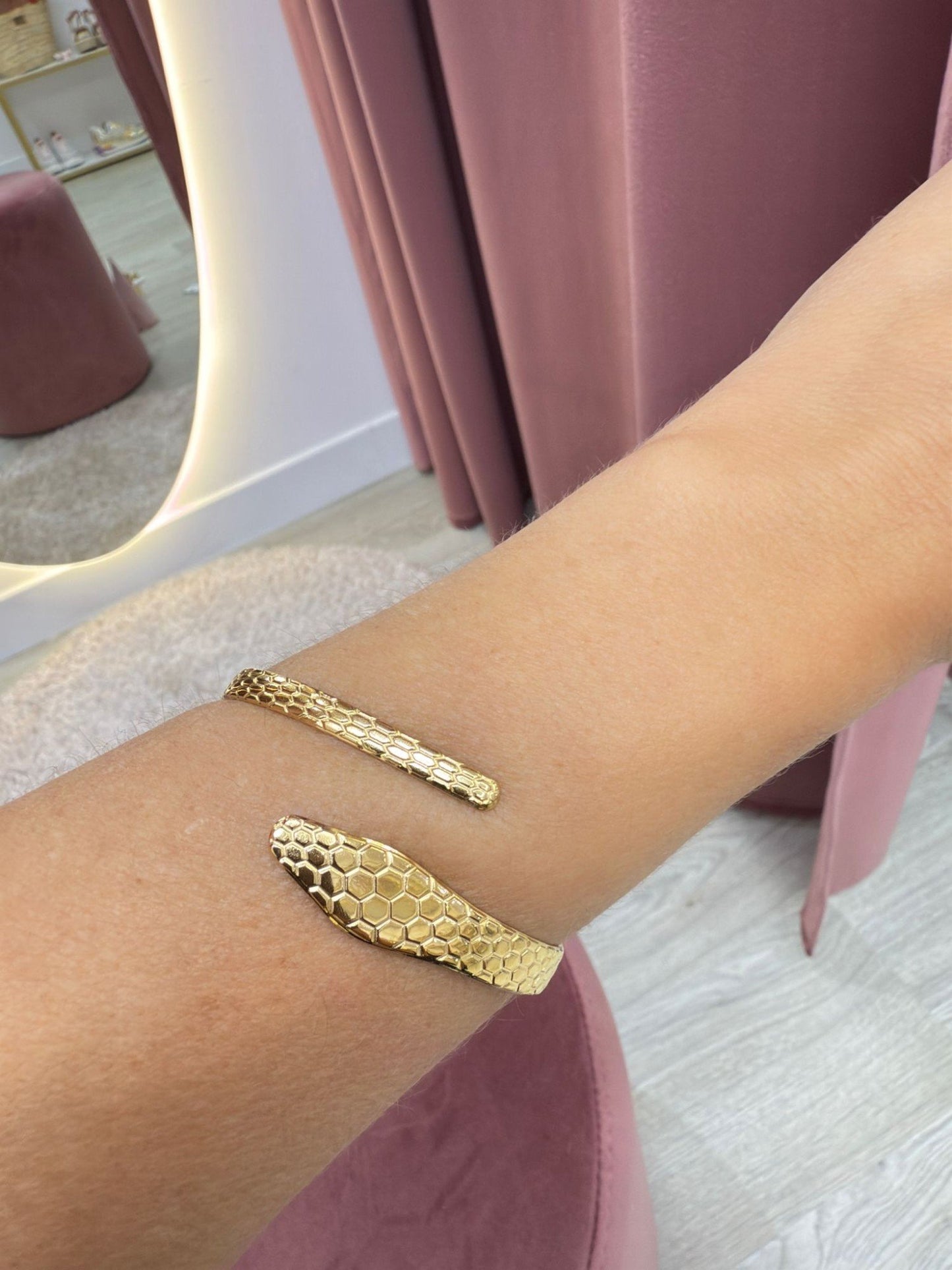 Pulseira Serpente em Aço Dourado