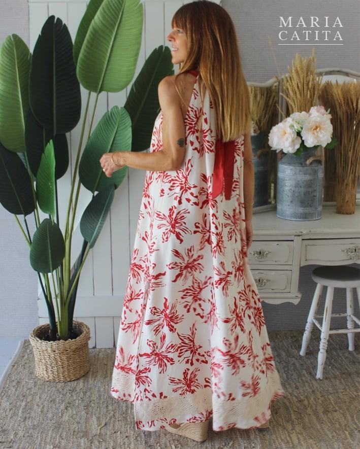 Vestido comprido com decote halter