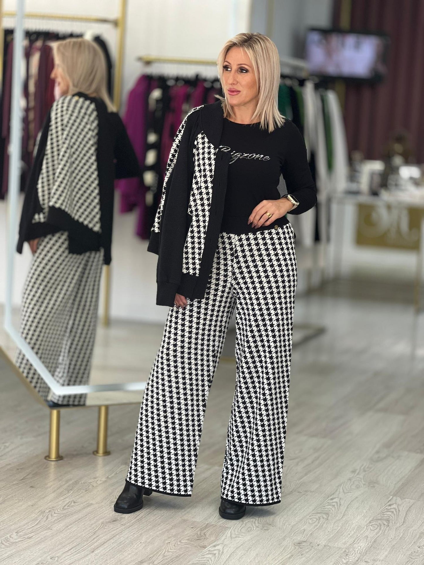 Calças pied-de-poule