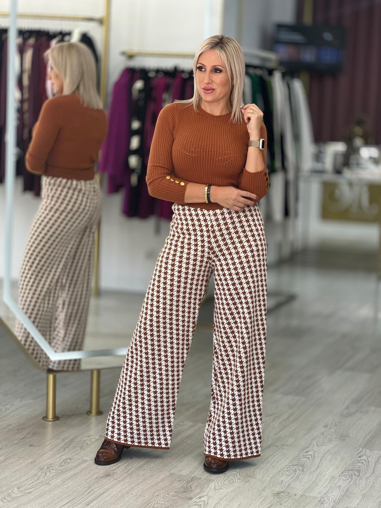 Calças pied-de-poule