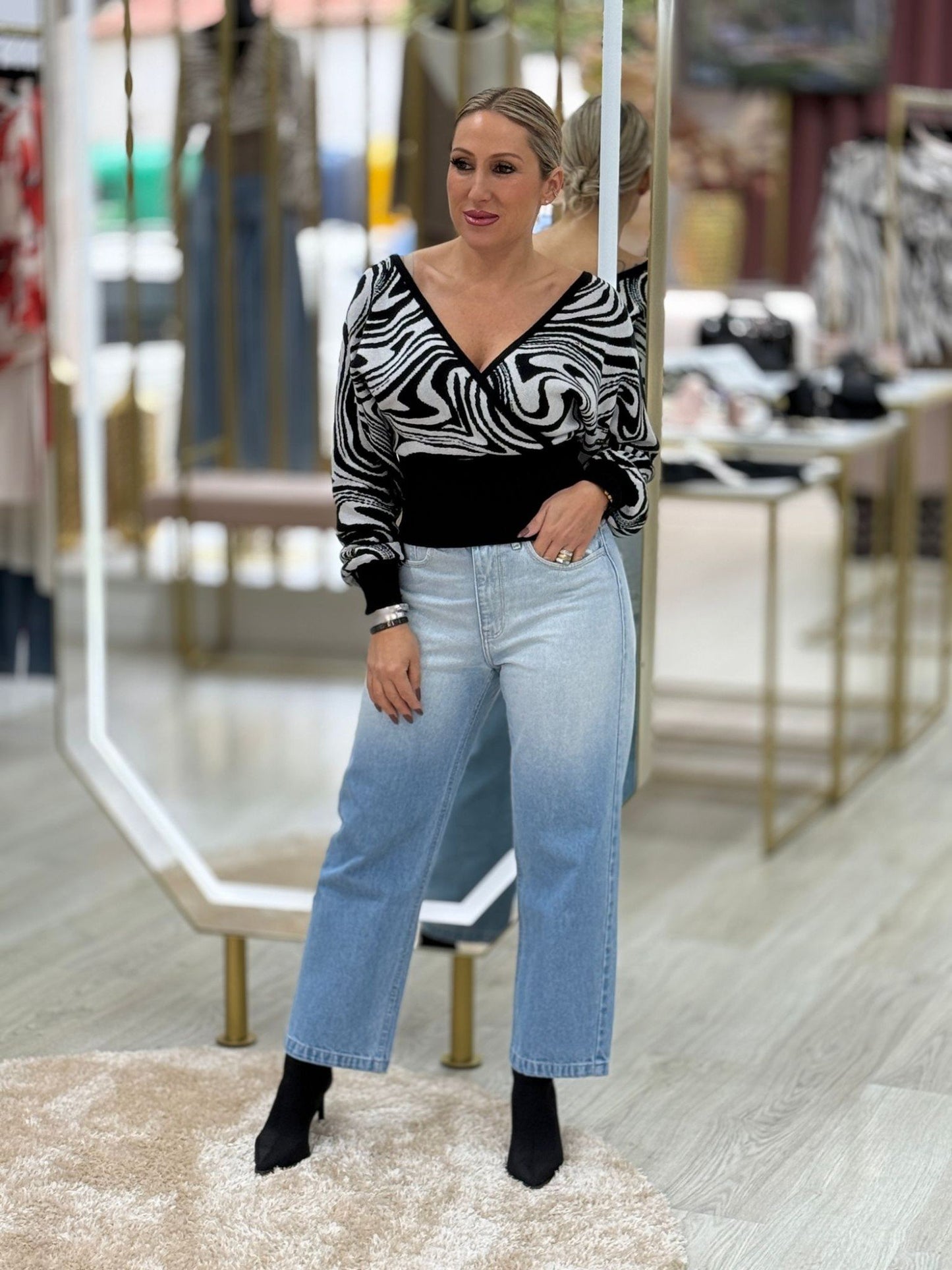 Camisola cruzada com jacquard