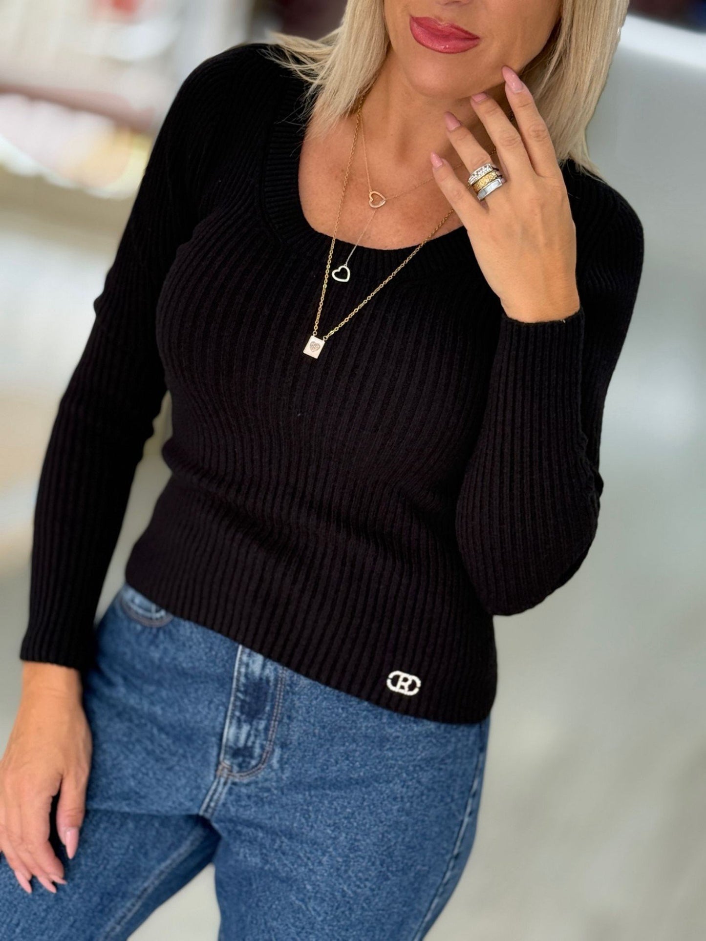 Camisola canelada com chapa r (+ cores)