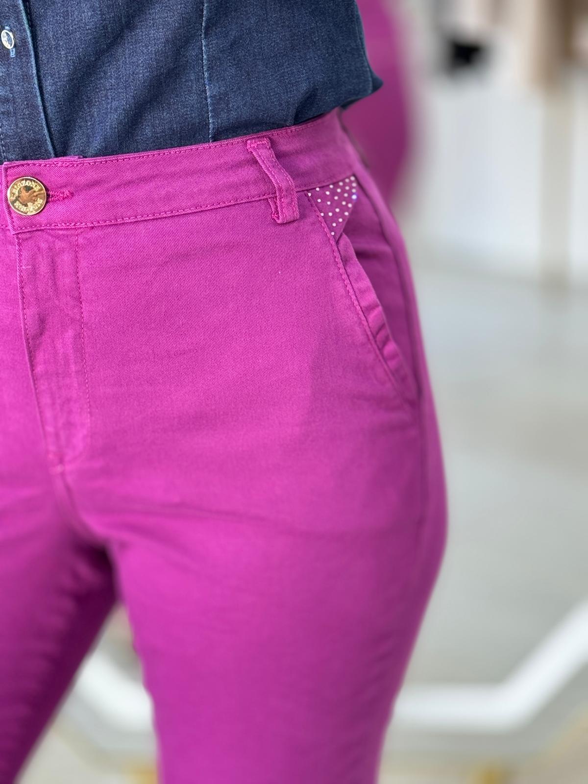 Calça chino com strass
