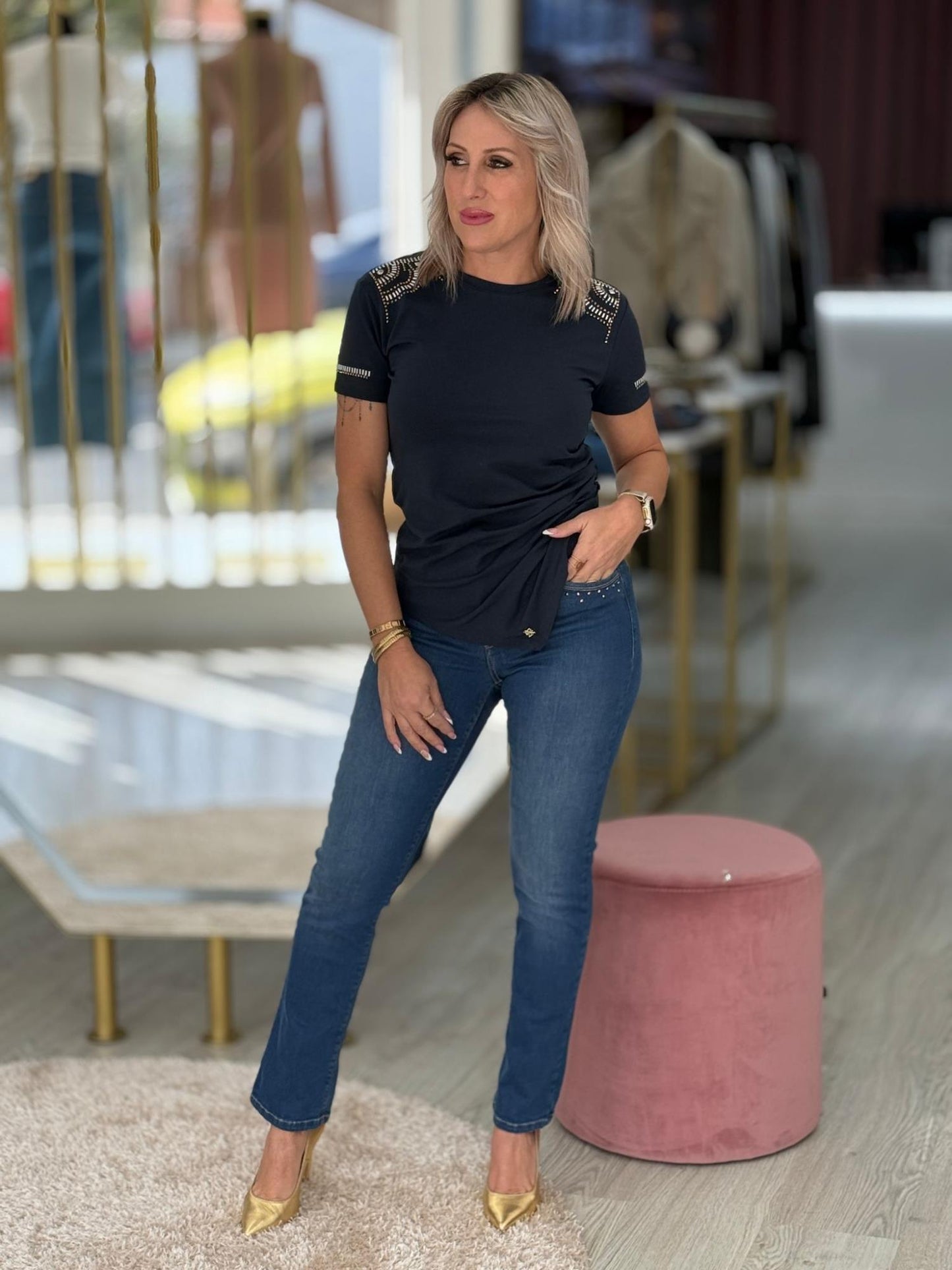 T-shirt com franzido