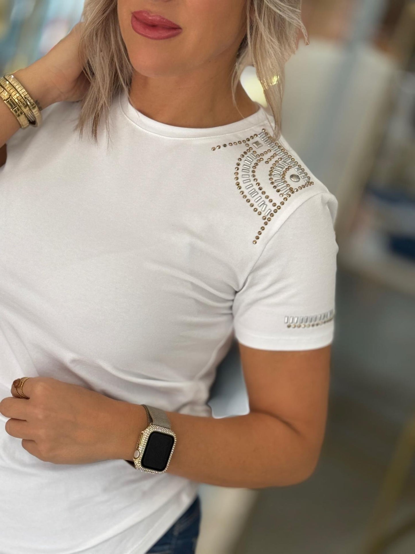 T-shirt com franzido