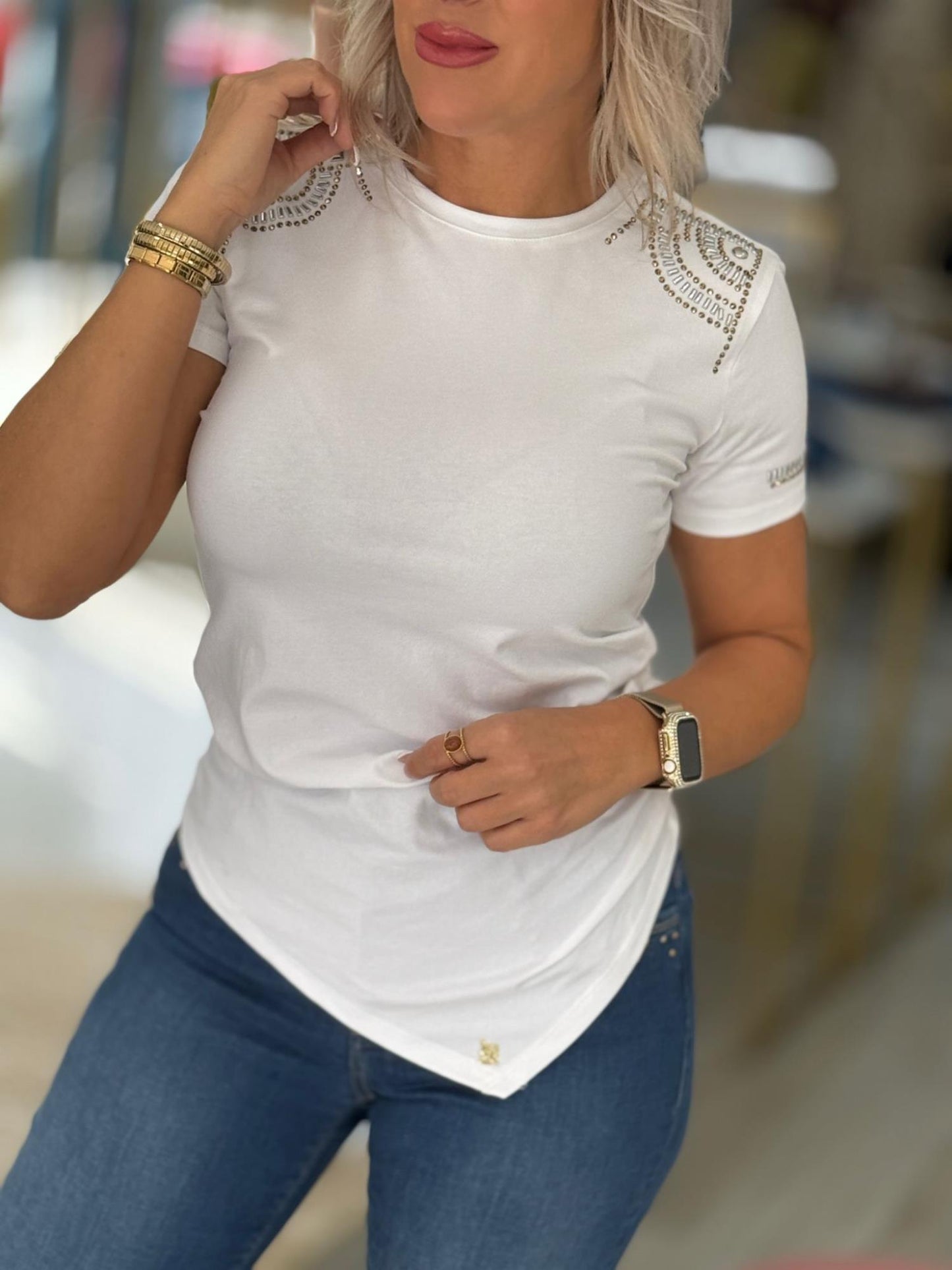 T-shirt com franzido