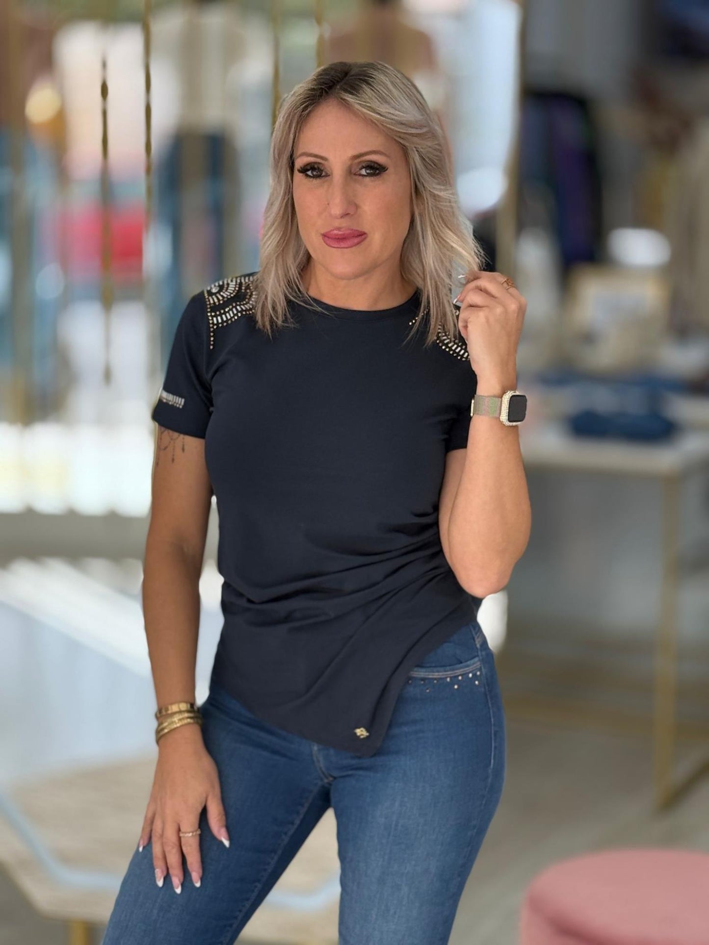 T-shirt com franzido