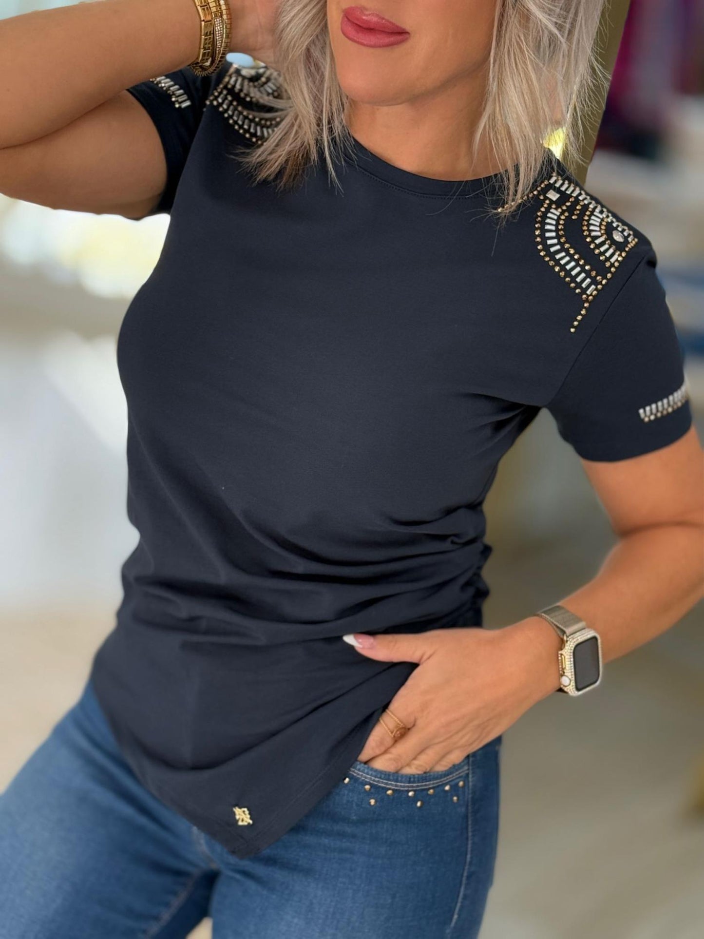 T-shirt com franzido