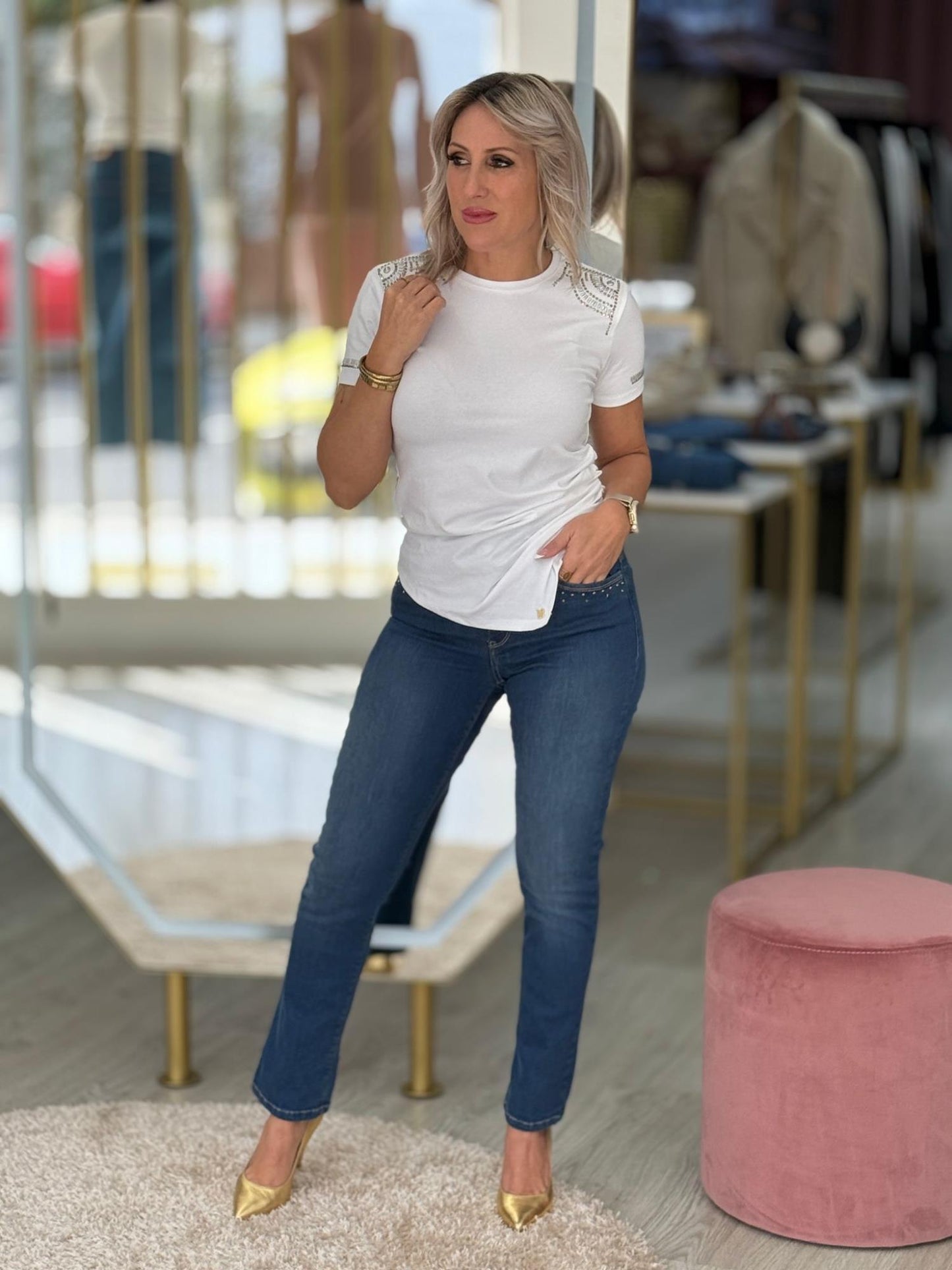 T-shirt com franzido