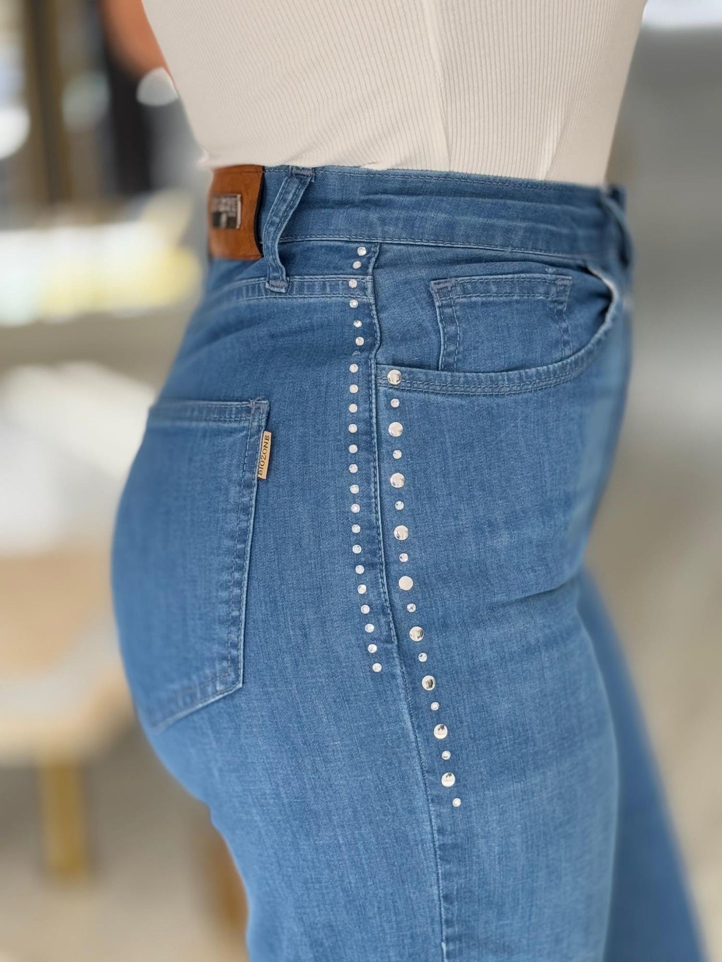 Calça de ganga wide leg cropped