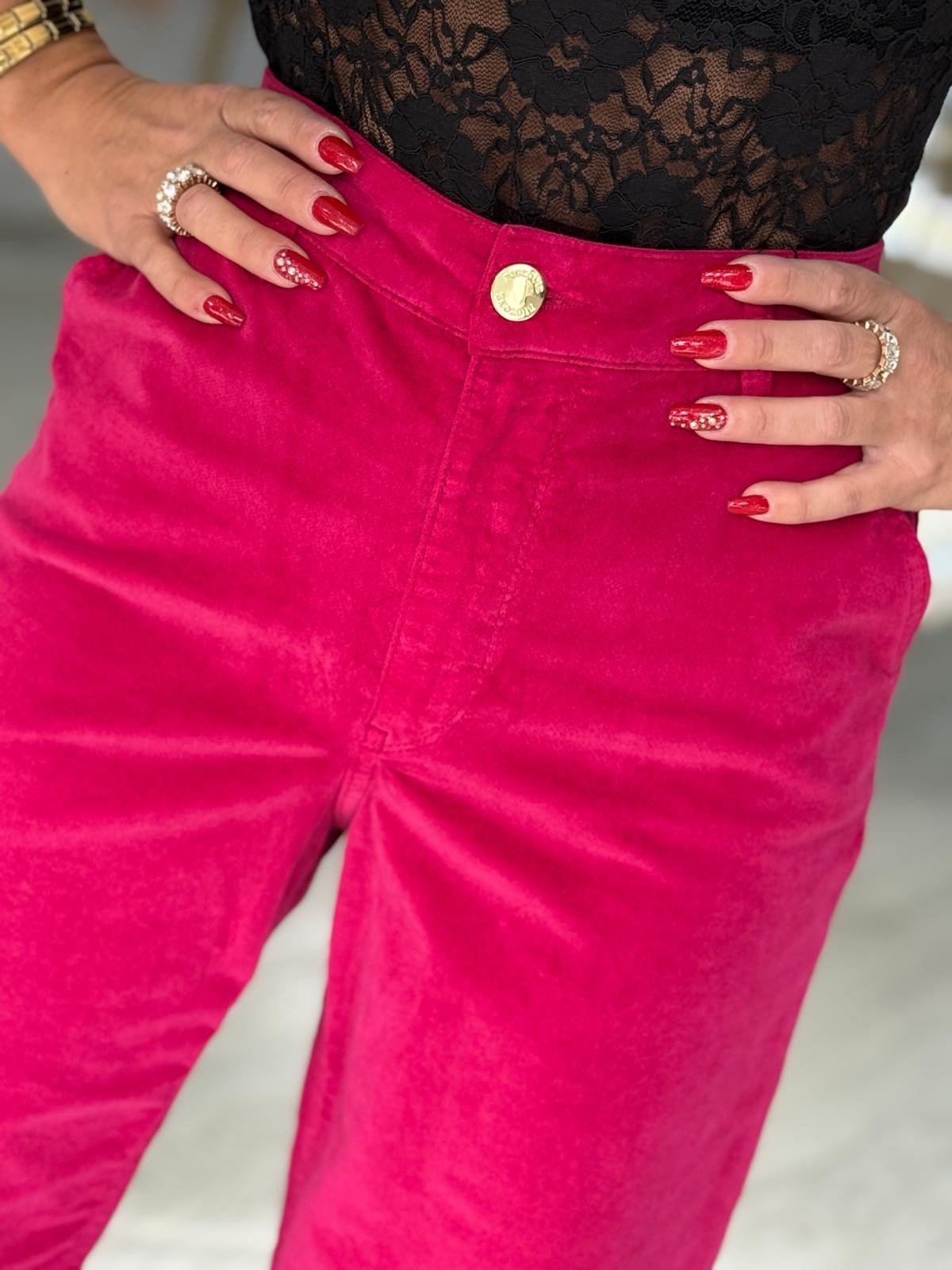 Calças veludo wide leg