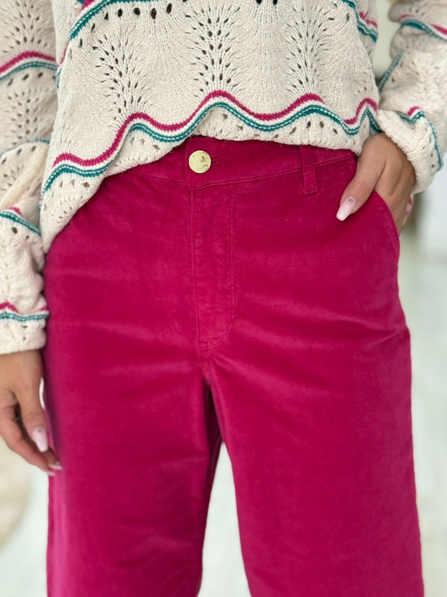 Calças veludo wide leg