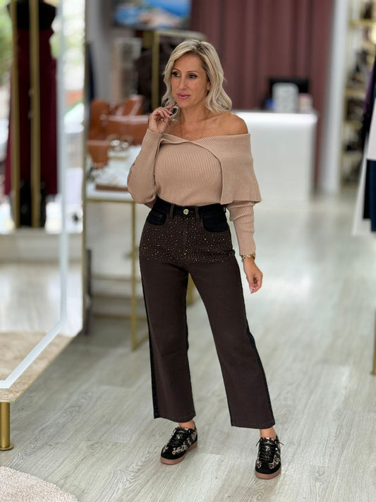 Calças de ganga com strass