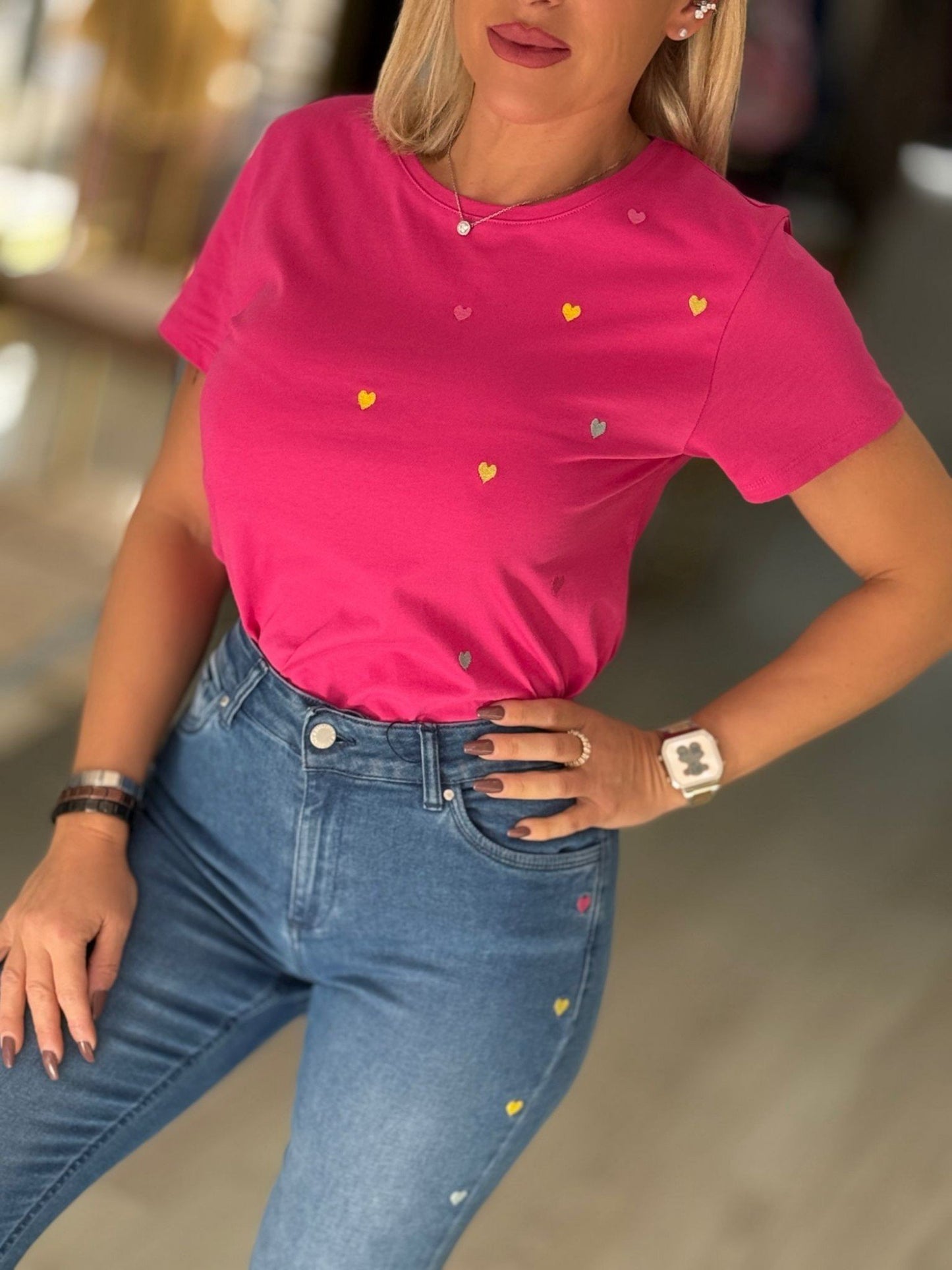 T-shirt corações