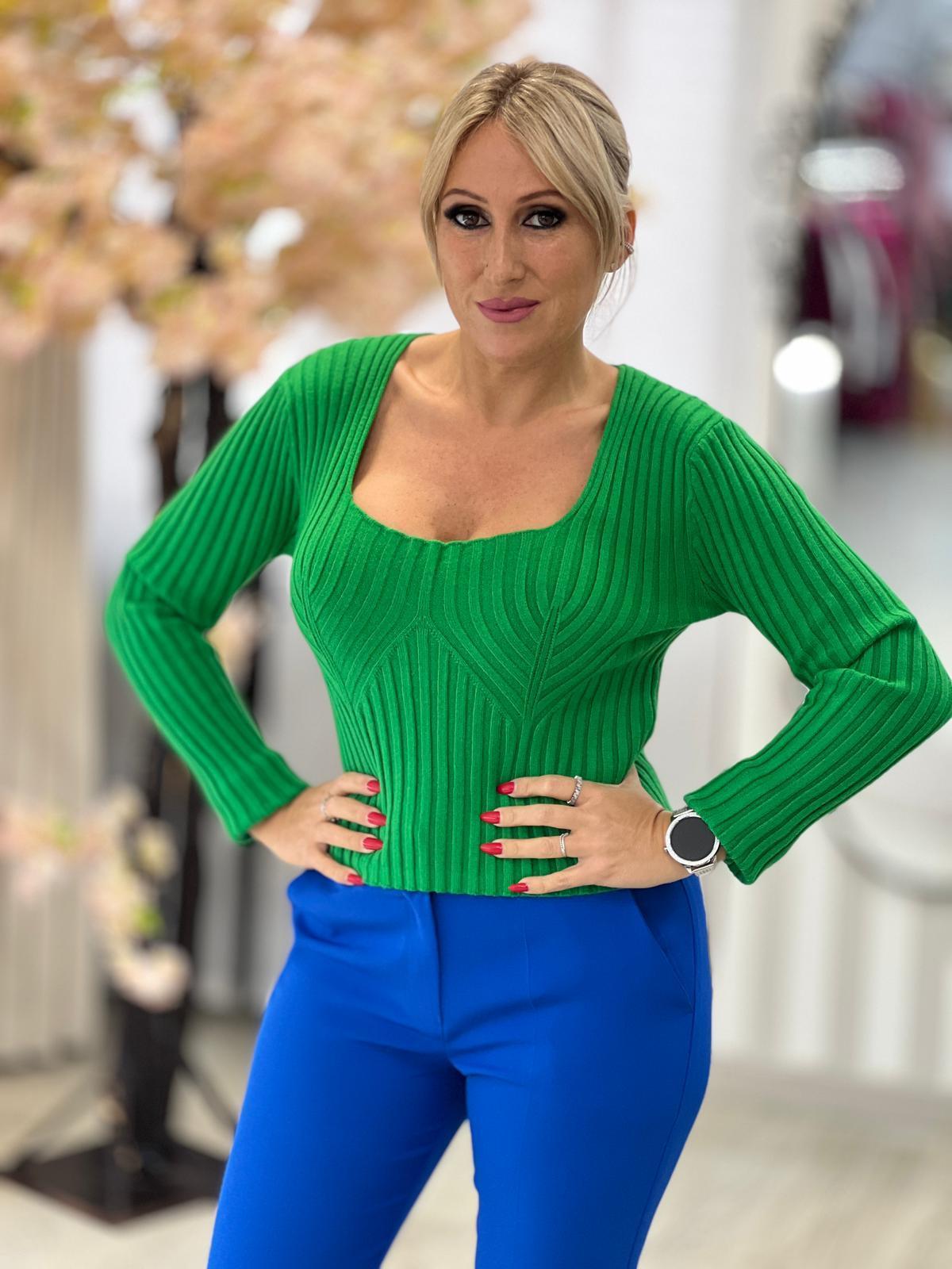 Camisola de malha canelada