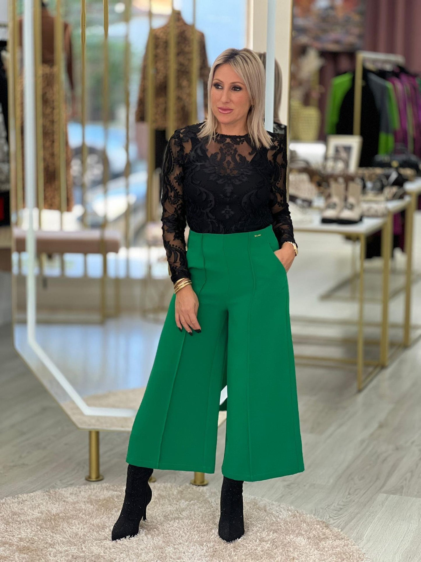 Calças culotte crop