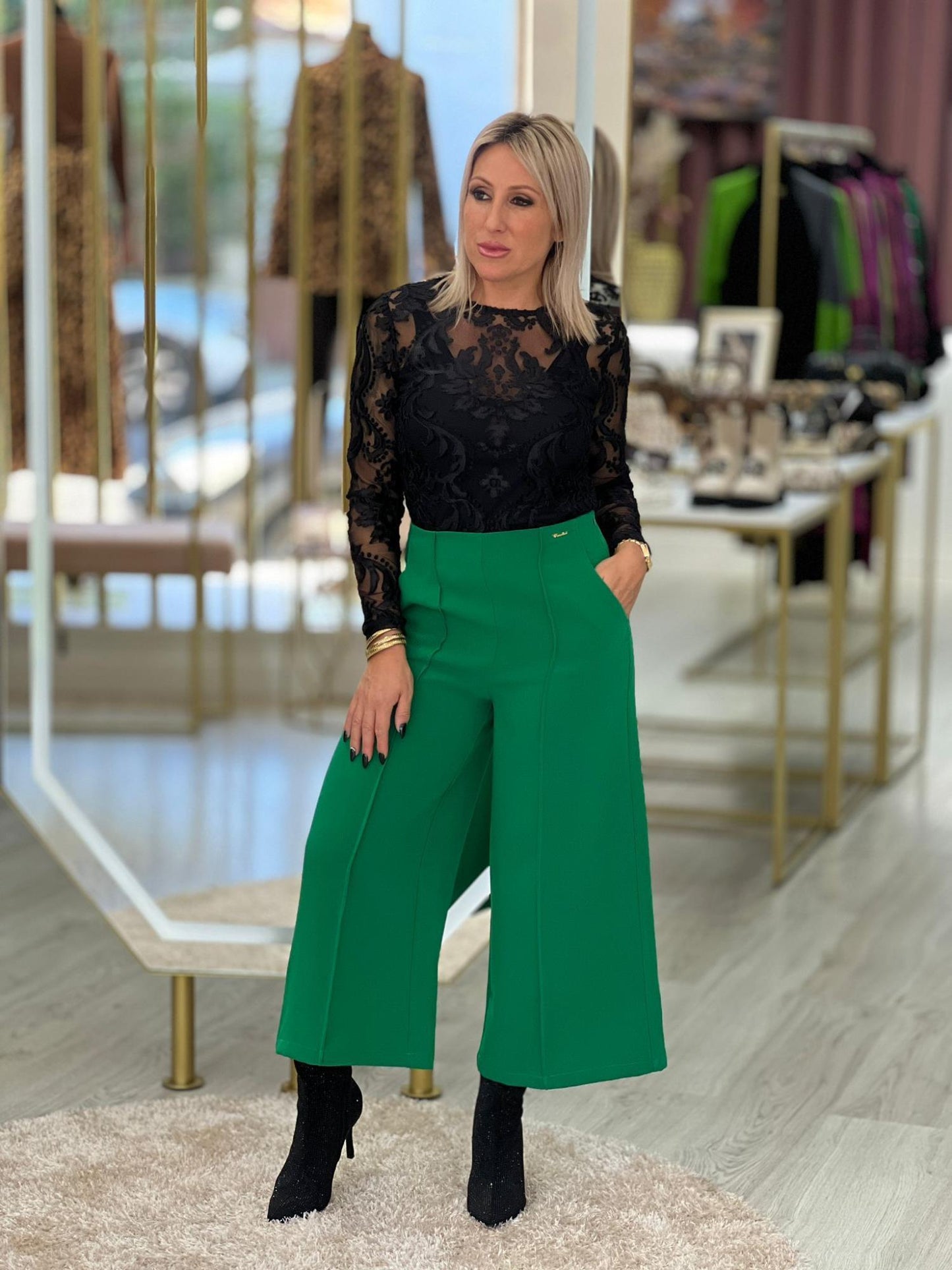 Calças culotte crop