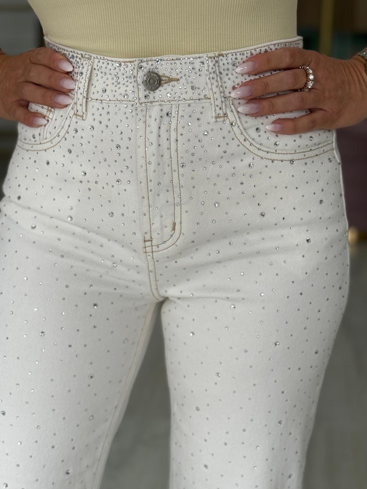 Calças de ganga com strass