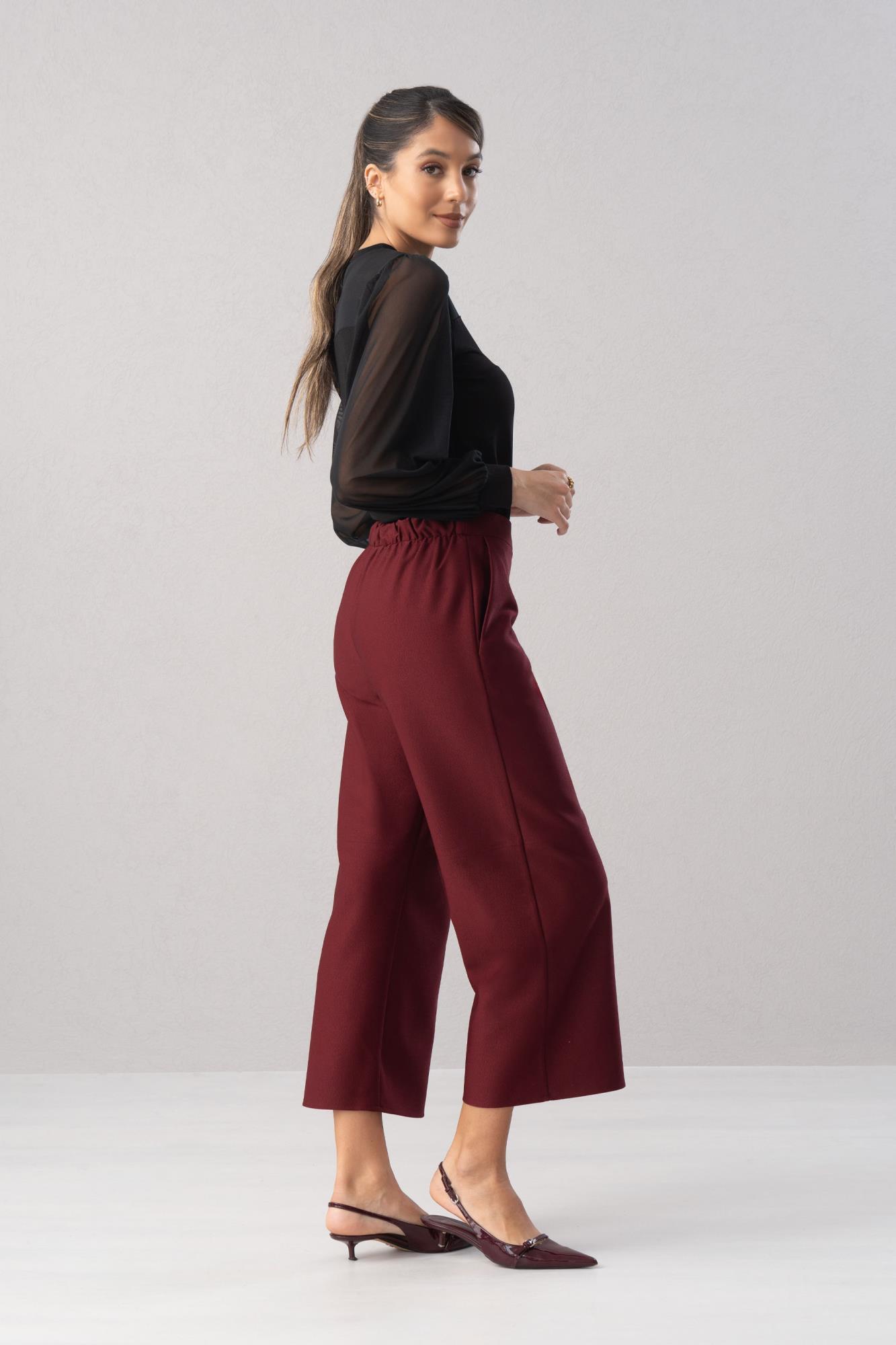 Calça culotte com elástico