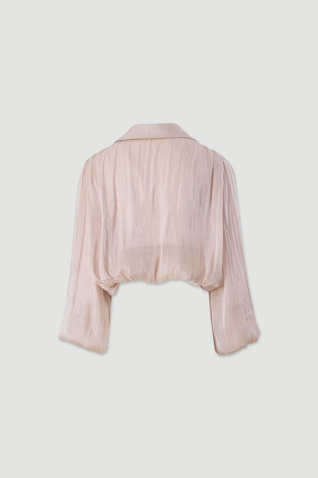 Blusa curta em georgette acetinado com corte abalonado (+ cores)