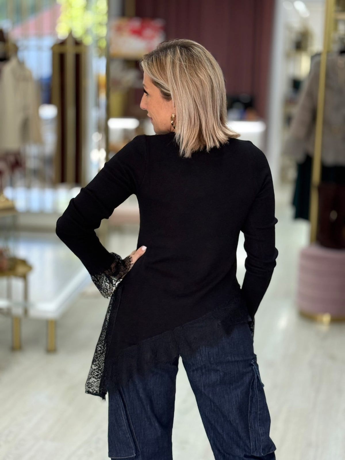 Camisola assimétrica c/renda (+ cores)