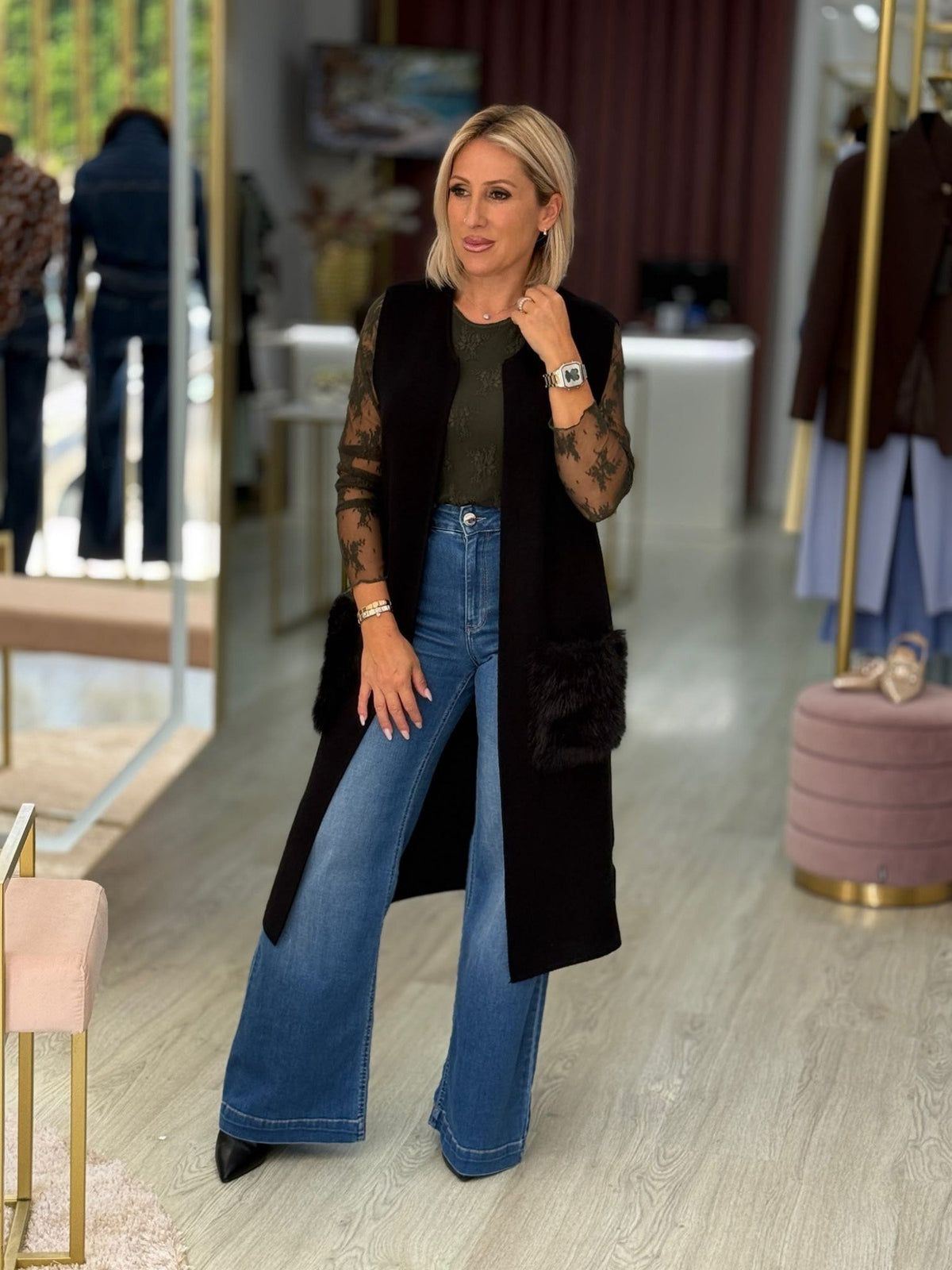 Colete com bolsos em Pelo (+ cores)