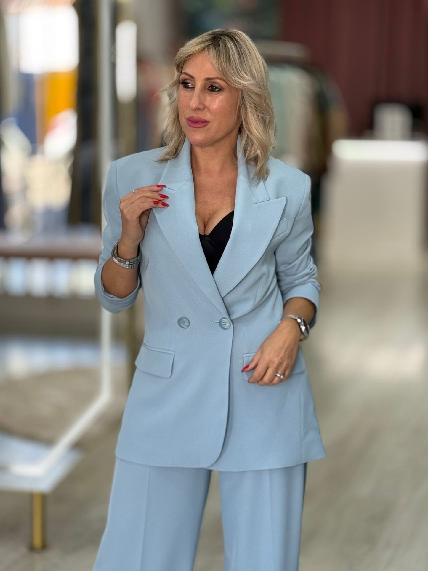 Blazer comprido de trespasse