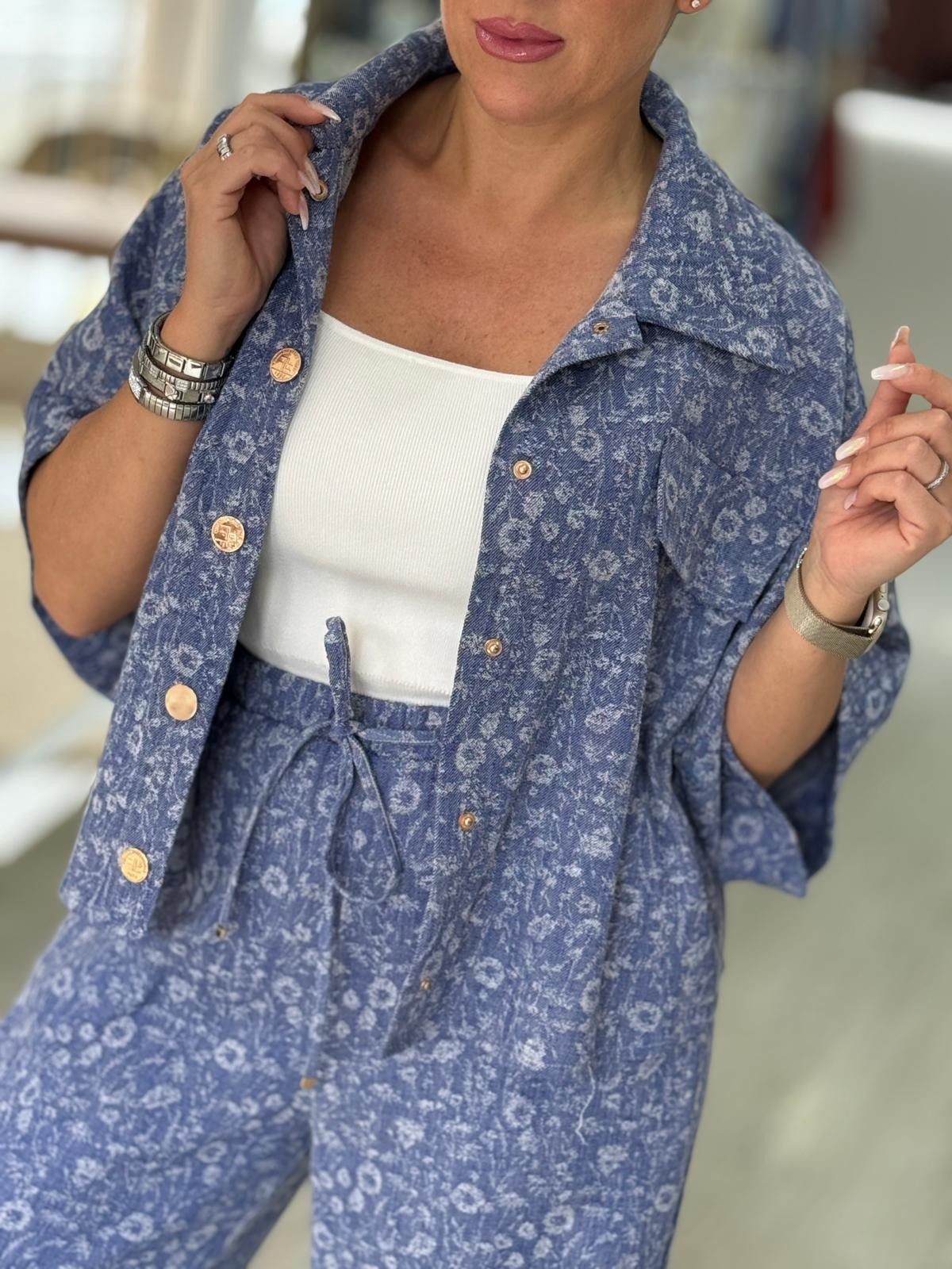 Casaco curto estampado