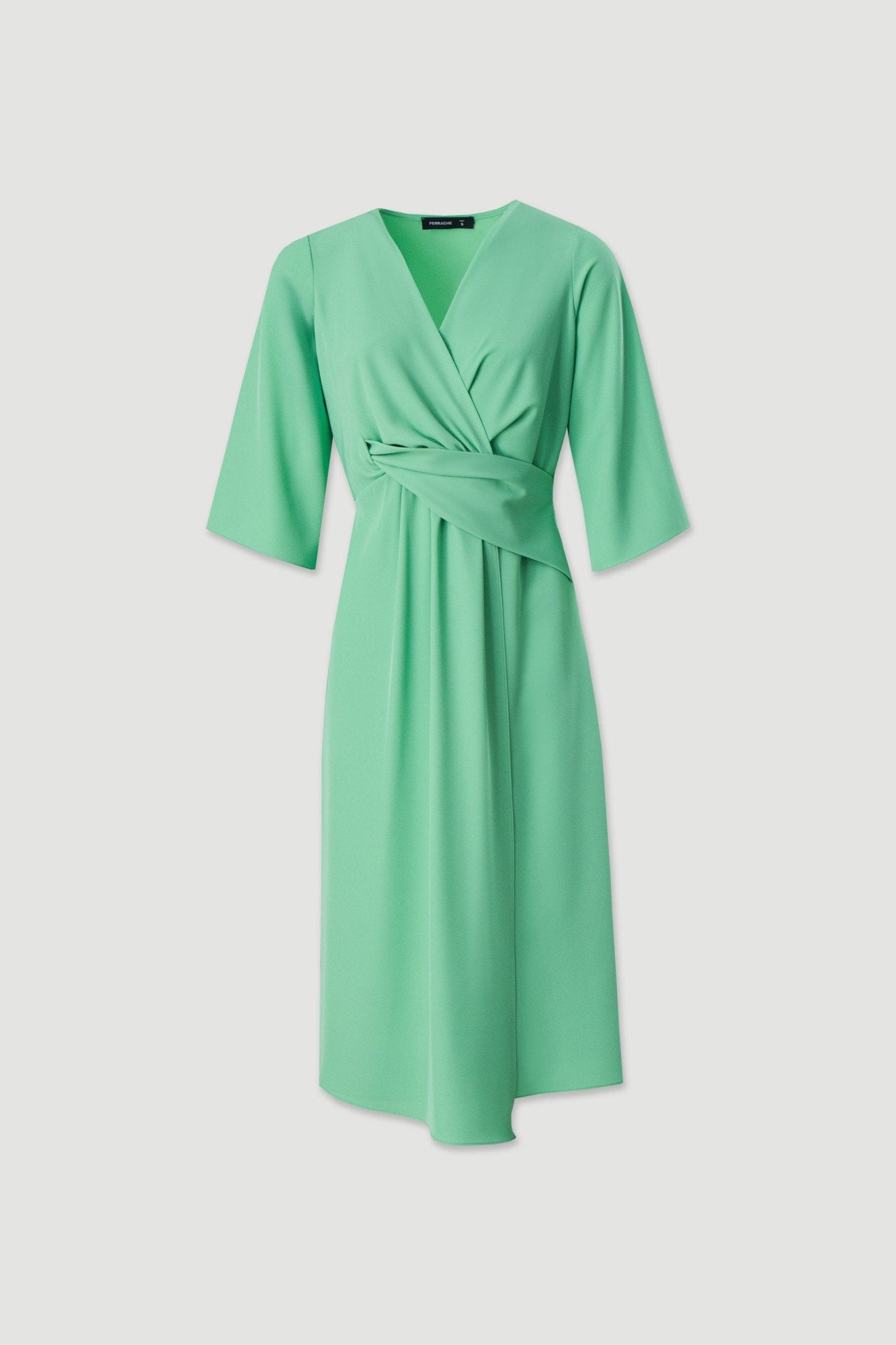 Vestido midi com efeito trespasse