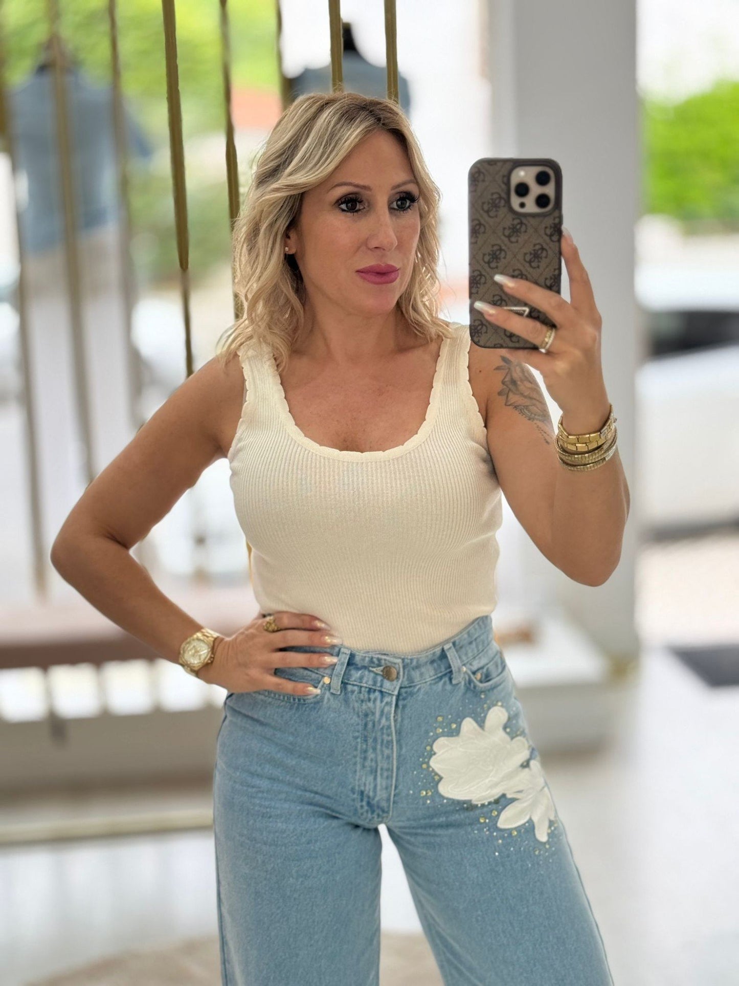 Top em malha canelada com alça (+ cores)