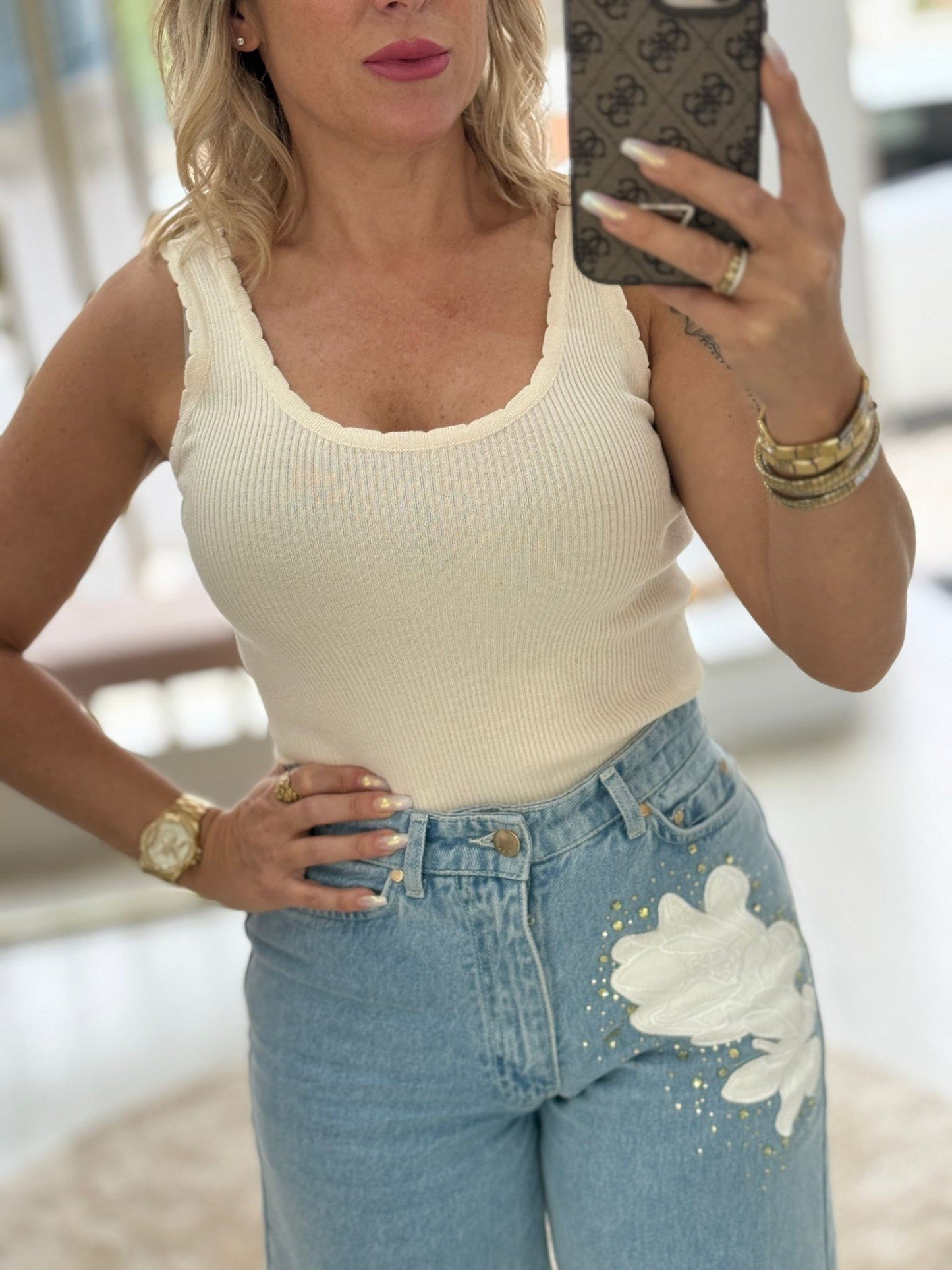 Top em malha canelada com alça (+ cores)