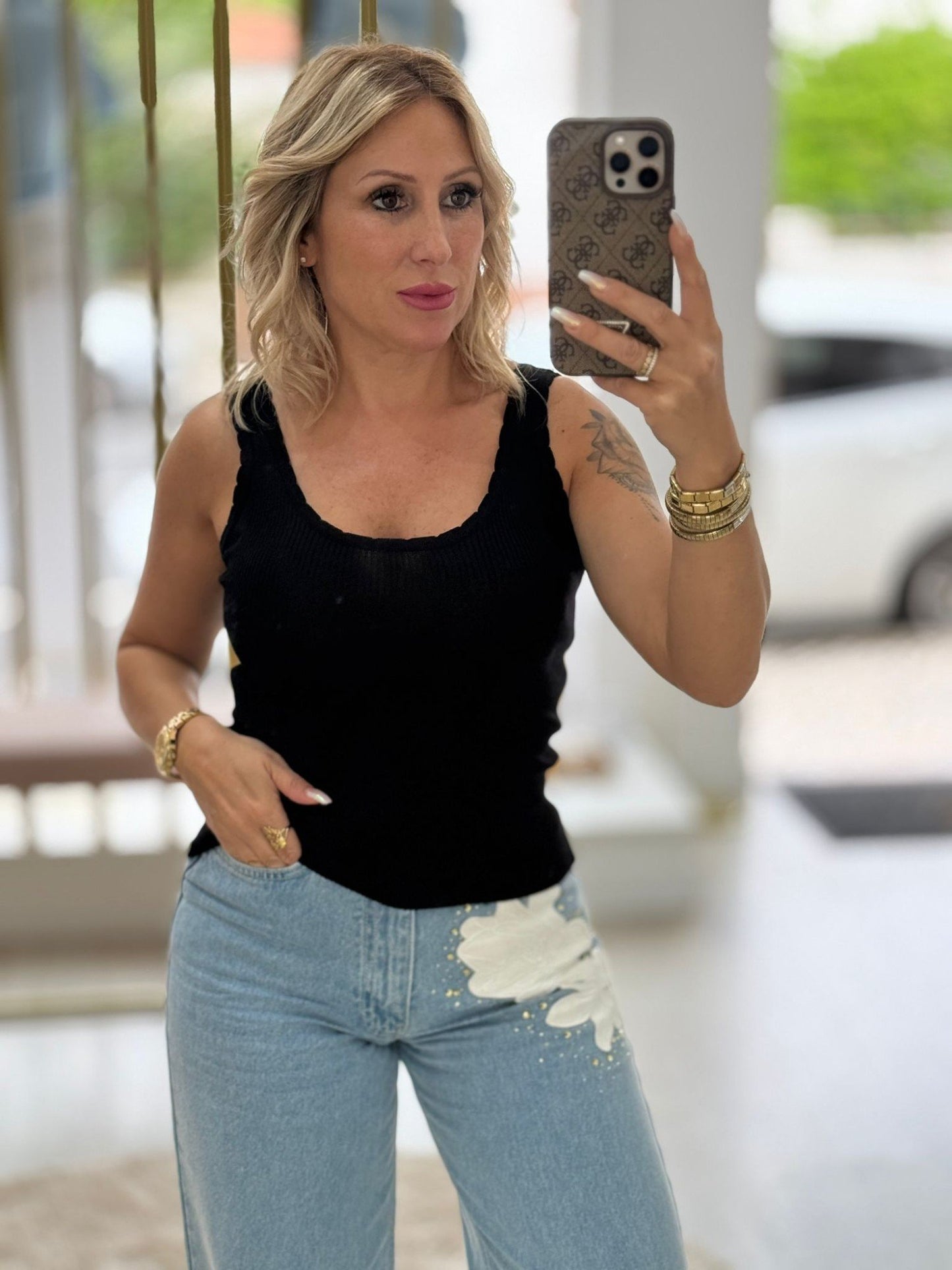 Top em malha canelada com alça (+ cores)