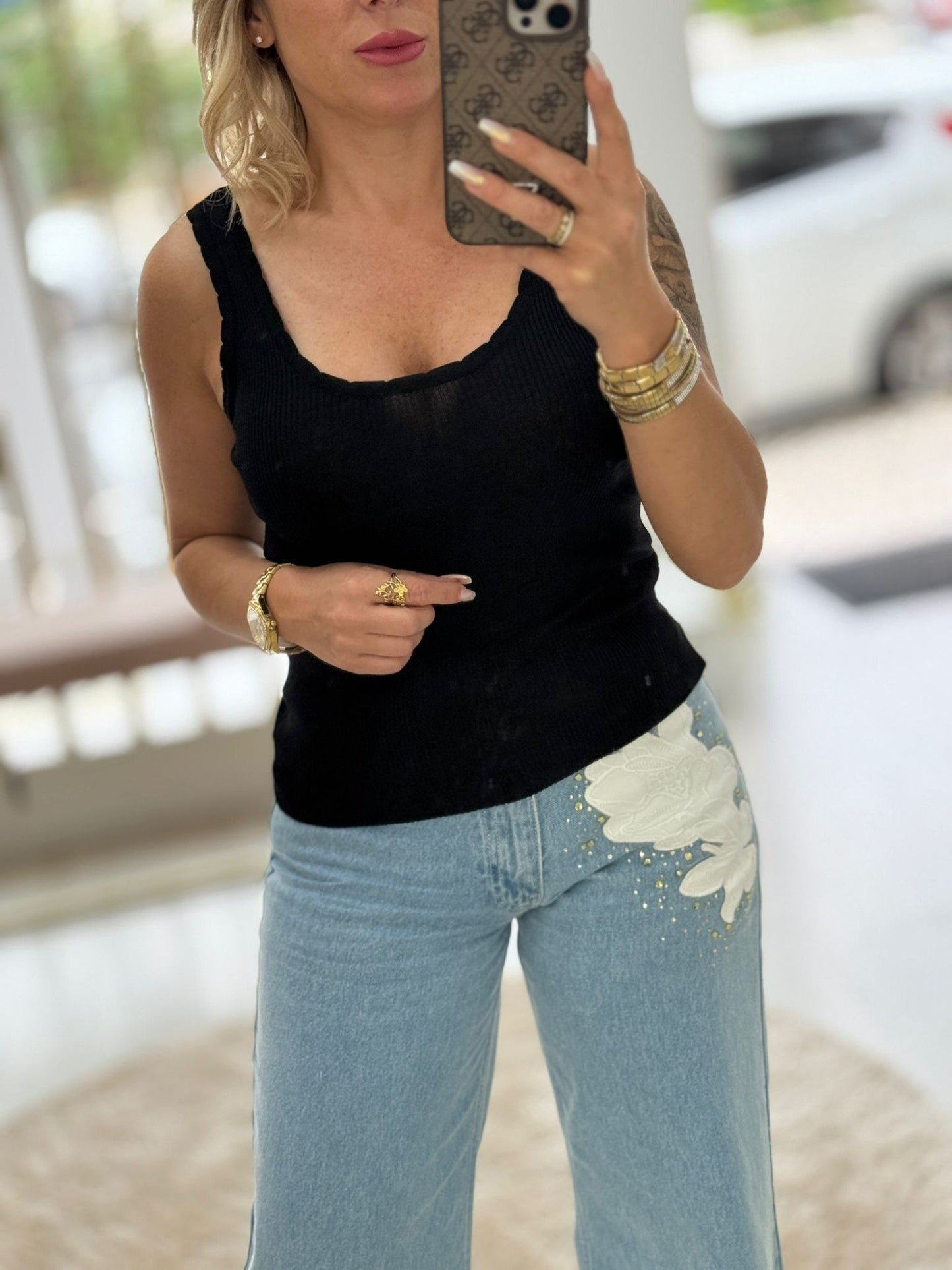 Top em malha canelada com alça (+ cores)