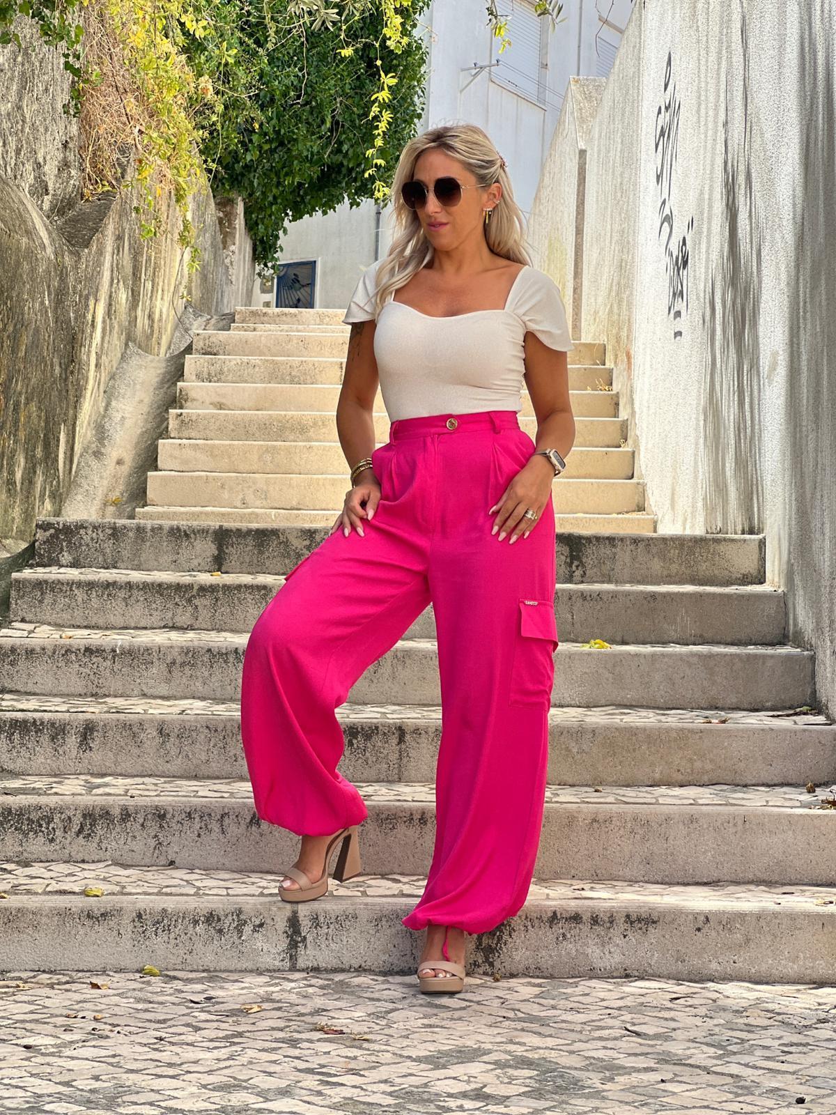 Calças cargo efeito parachute