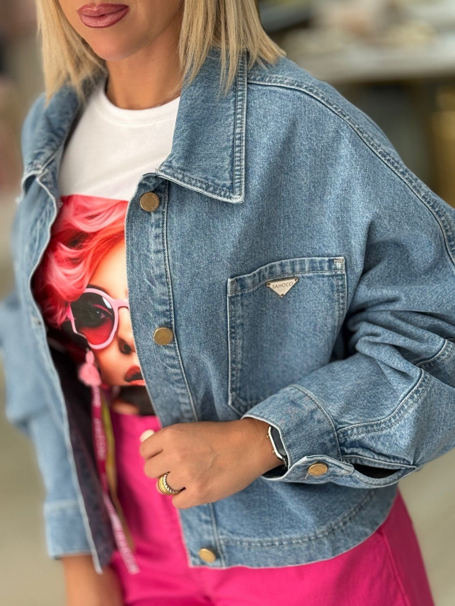 Blusão Denim Oversize