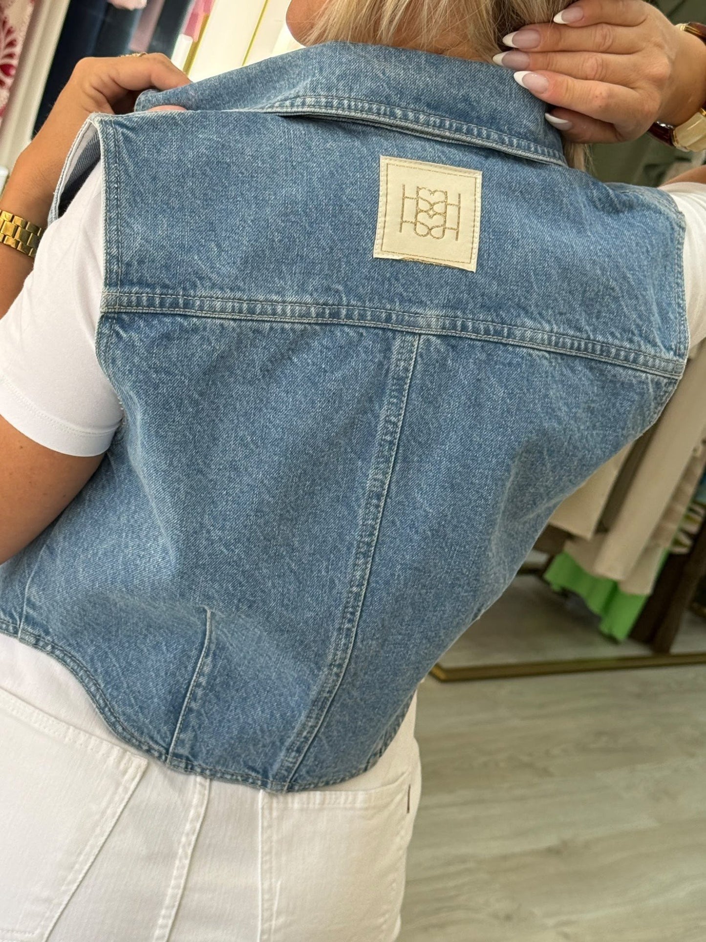 Colete Crop Denim