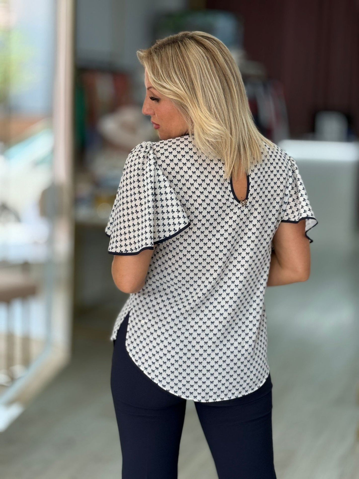 Túnica estampada de manga curta