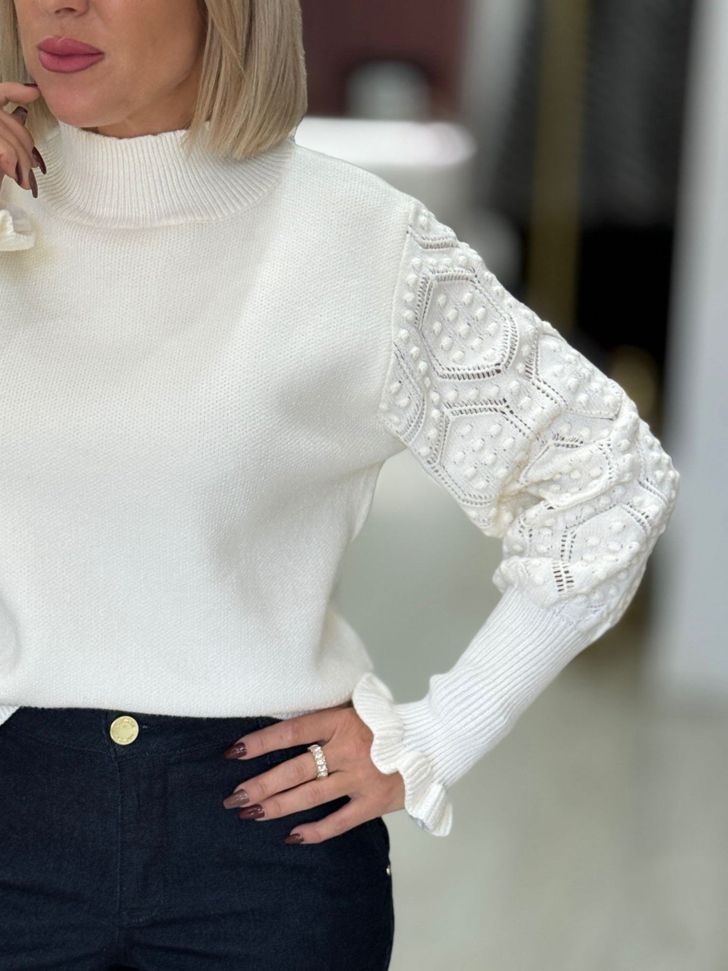 Camisola de malha com mangas trabalhadas (+ cores)