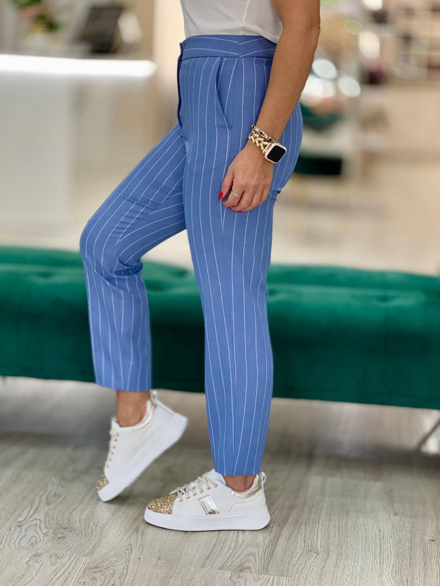 Calça clássica de riscas