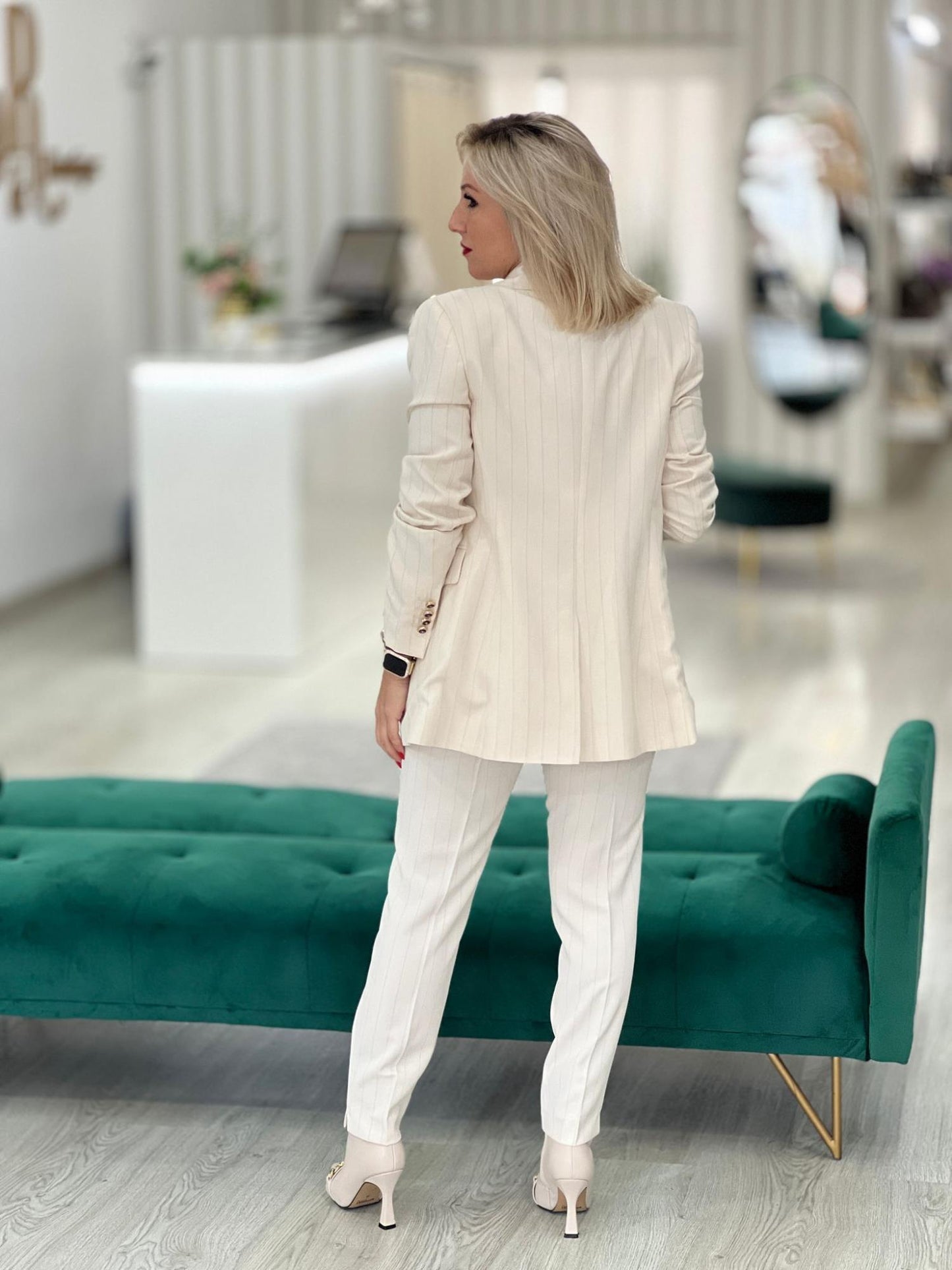 Calça clássica de riscas