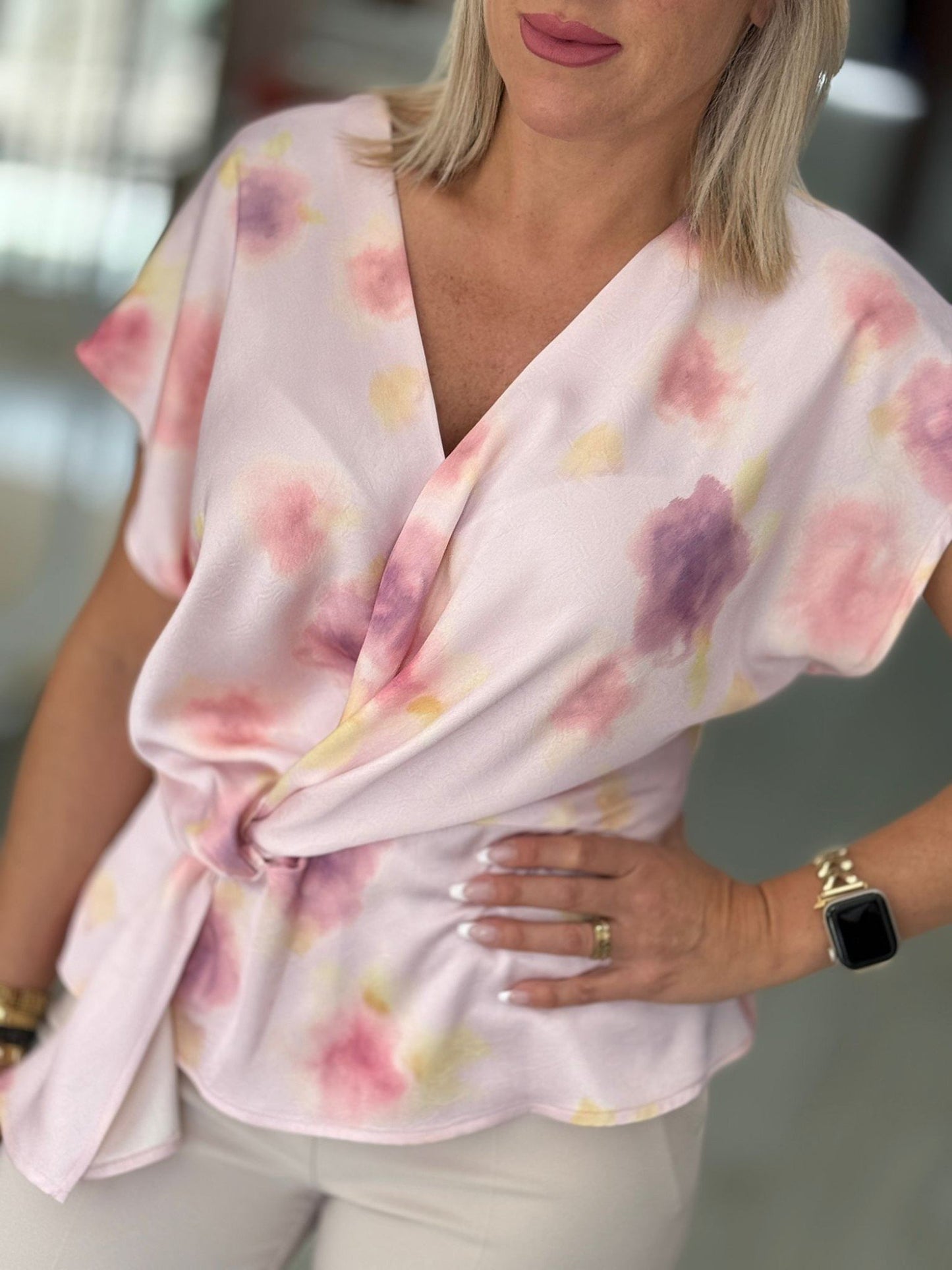 Blusa cintada estampada