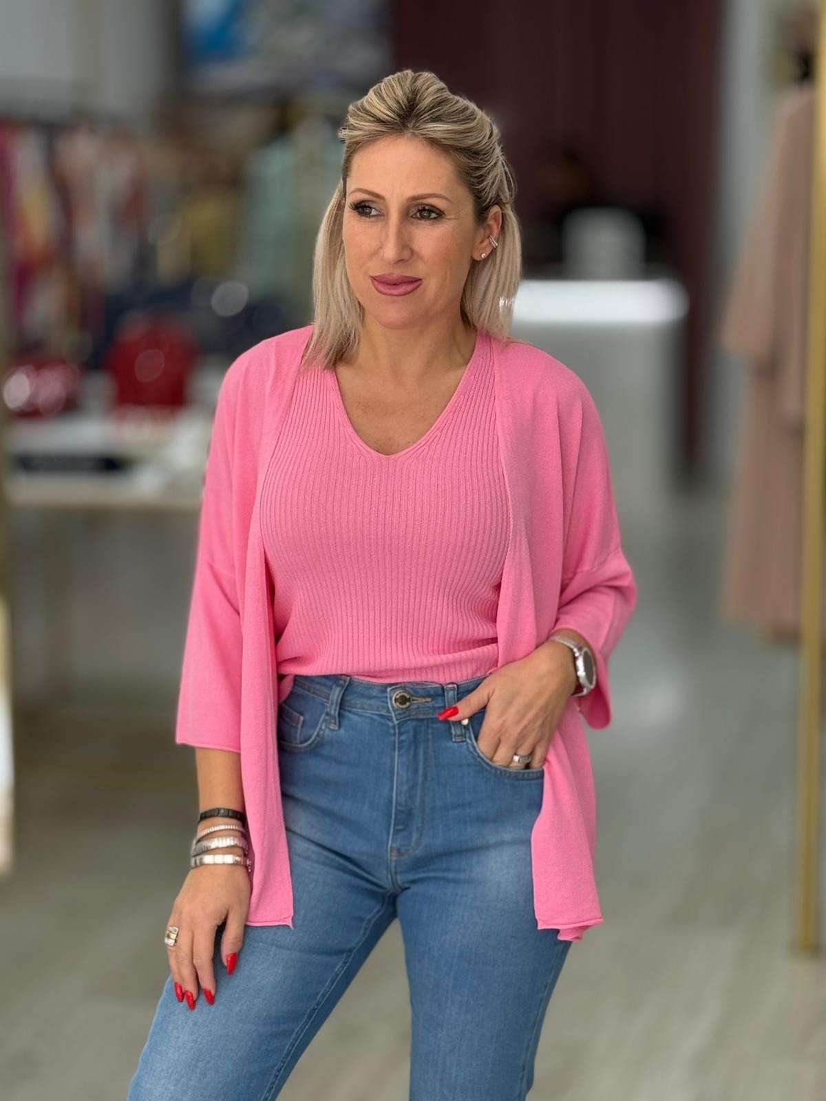 Conjunto de Malha: Casaco e Top