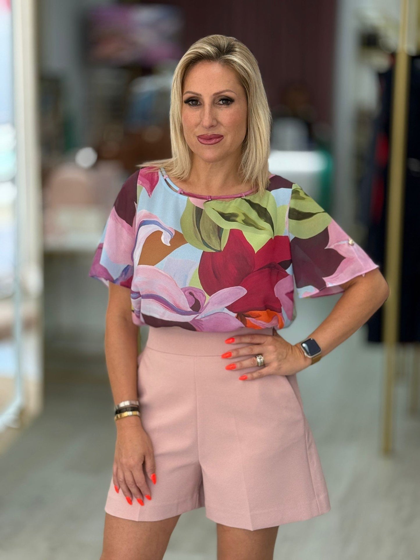 Túnica estampada gola barco