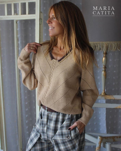Camisola decote v