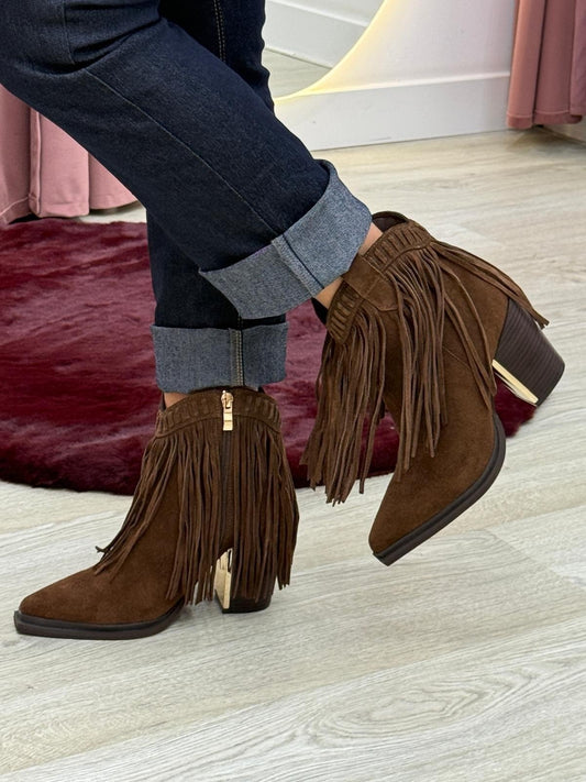 Bota de camurça franjas