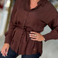 Camisa acetinada c/cinto