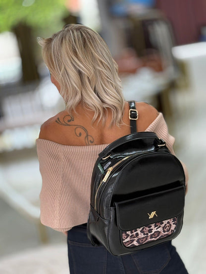 Mochila efeito pele com animal print (+ cores)
