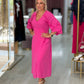 Vestido comprido com folhos