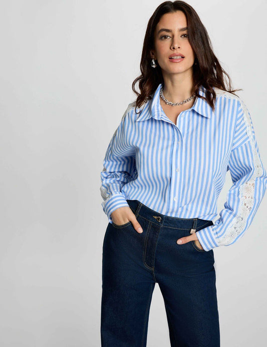 Camisa riscas com renda