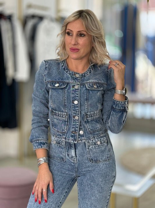 Casaco de ganga curto